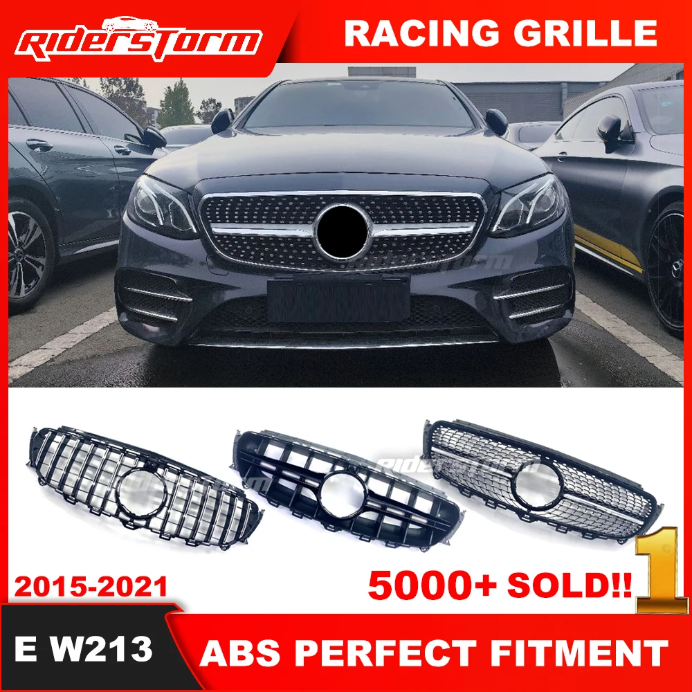2015-2019 для merced W213 Алмазная решетка ABS черный с отверстием Камеры E-Class E200 E250 E300 E350 E400