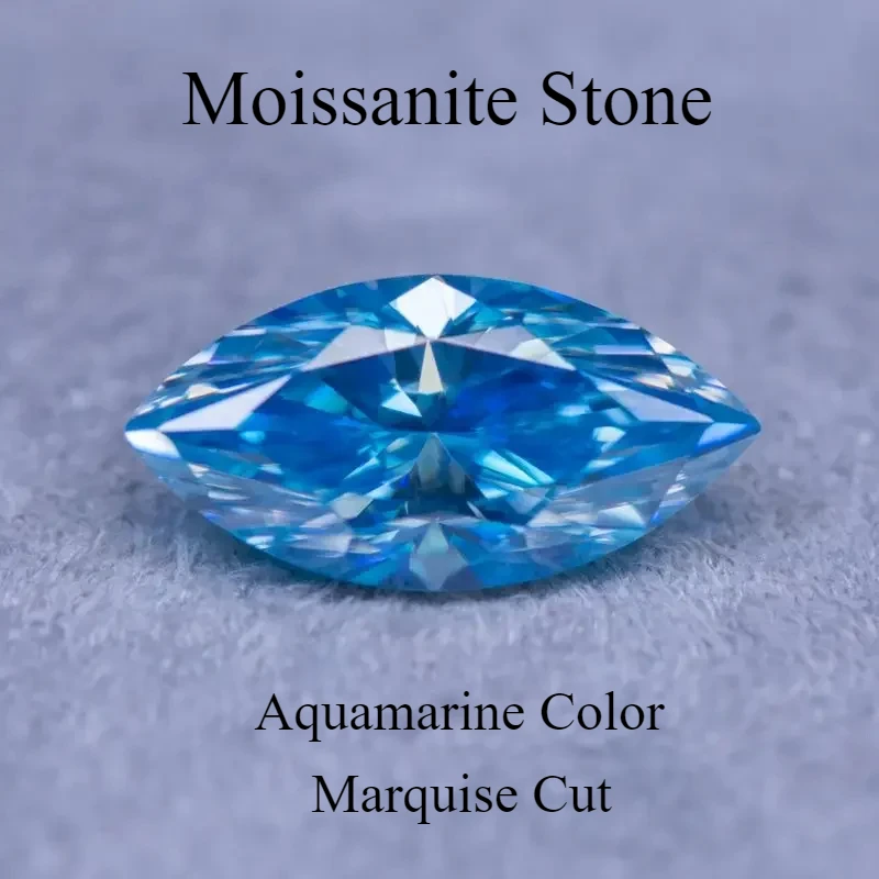 Муассанит маркiза аквамарин для ювелирных изделий