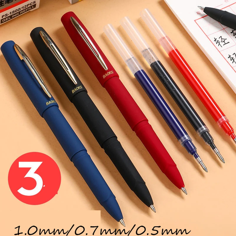

12pcs 0.5 0.7 1.0mm Large-Capacity Gel Pen Frosted Pens Signature Practice Calligraphy Pen Student Stationery