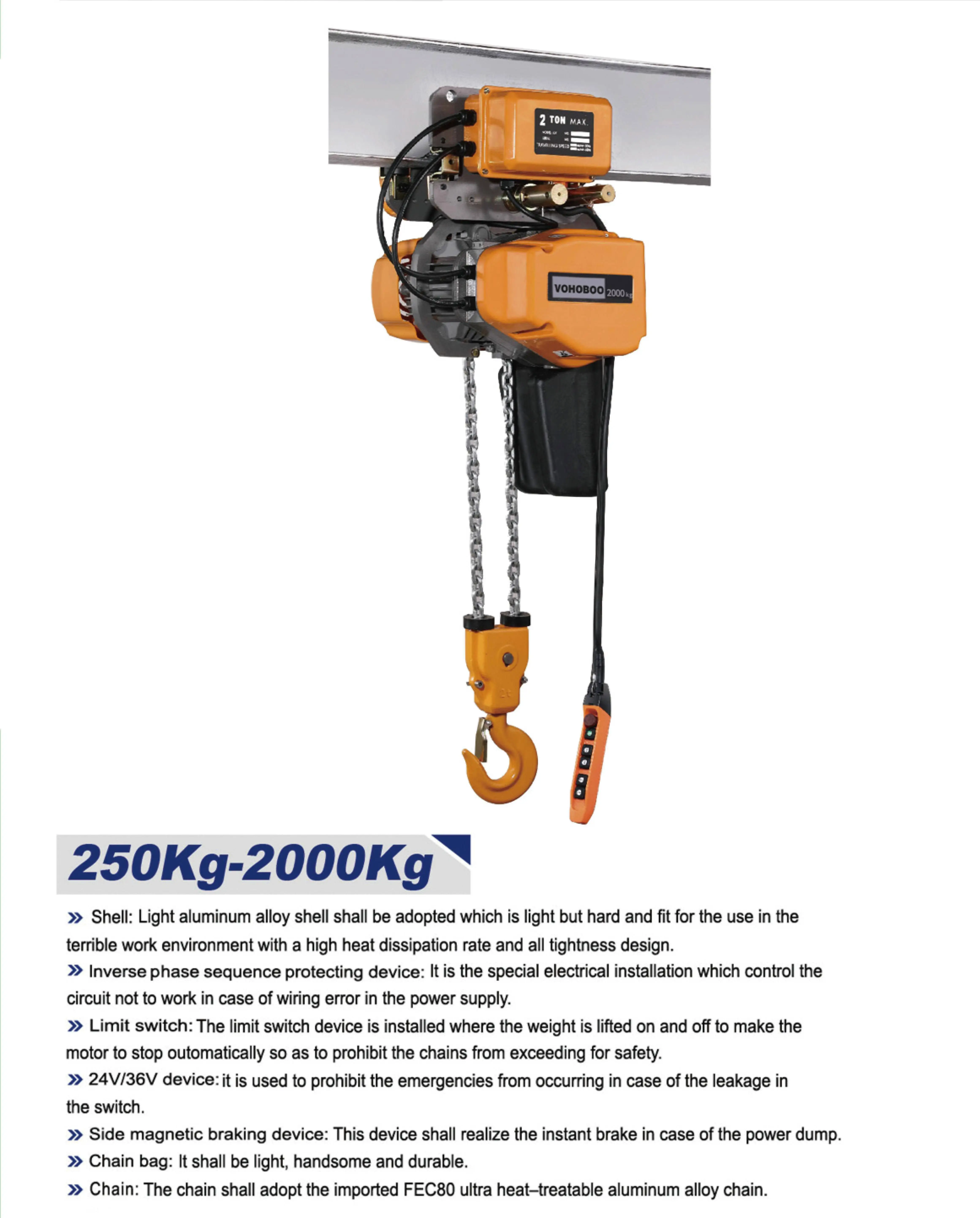 Подъемная таль Vohoboo 0 5 т 1 3 тип крючка стальная цепная дорожная тележка