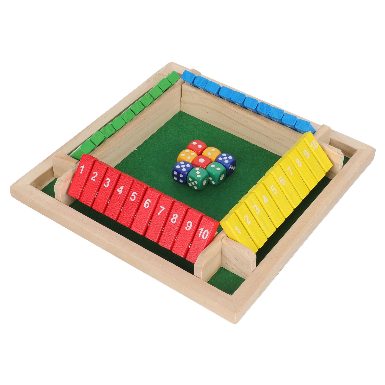 

1 Set Wooden Board Dice Game 4-player Wooden Board Game with Dice and Numbers
