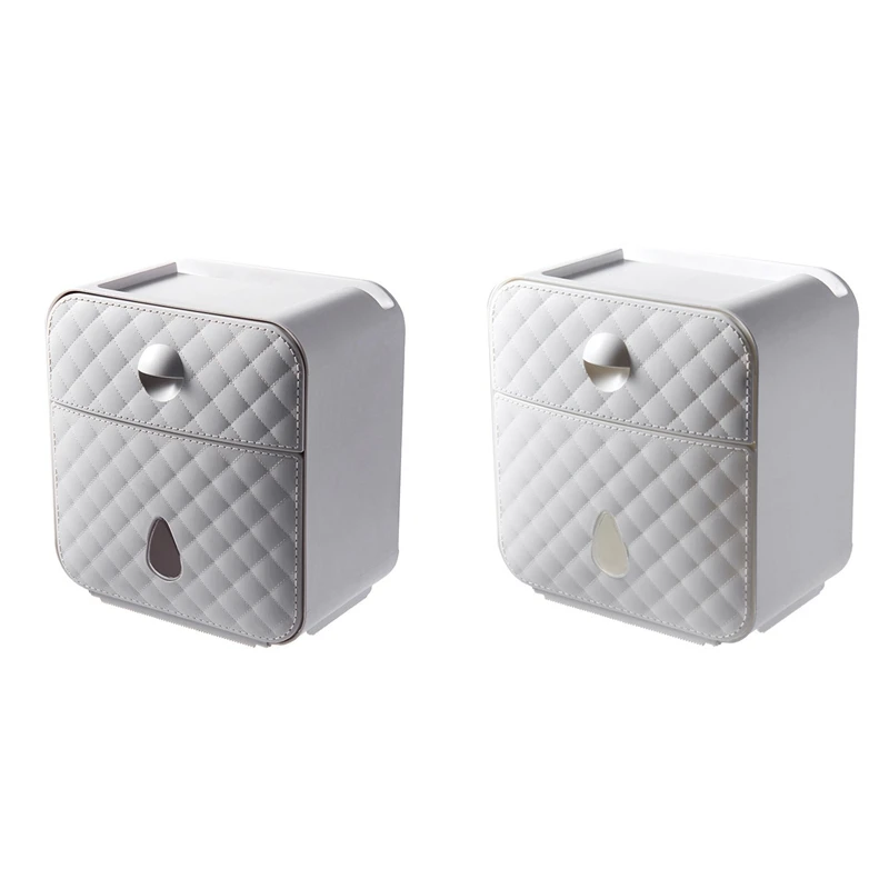 

Wall Mounted Toilet Roll Holder Tissue Storage Box Paper Towel Dispenser With Shelf And Drawer For Bathroom