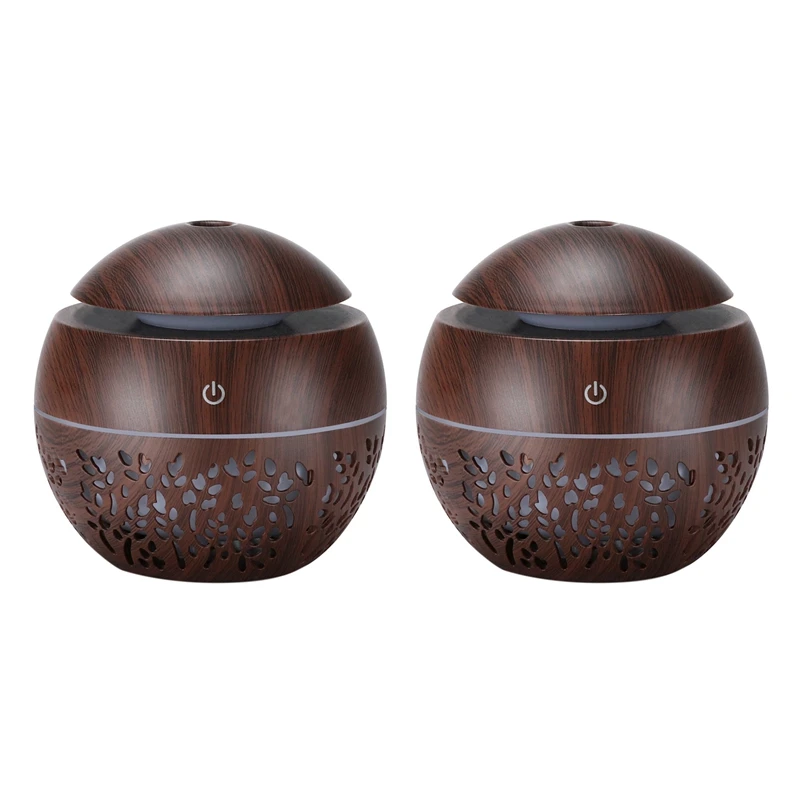 

2X USB Humidifier Aroma Essential Oil Diffuser Mist Air Purifier Single Room Humidifiers Dark Wood Grain