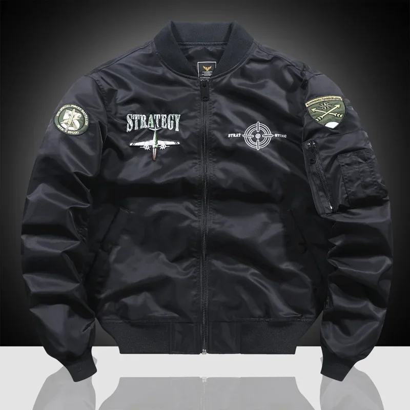 Мужская повседневная куртка с вышивкой стильная Осенняя коллекция Ma-1