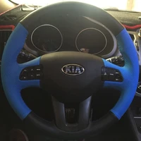 customized hand stitched leather car steering wheel cover for kia sportage r car accessories