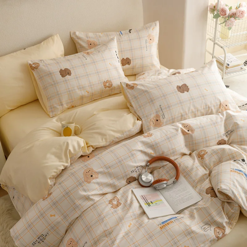 INS милая хлопковая кровать комплект из четырех предметов простой хлопковый