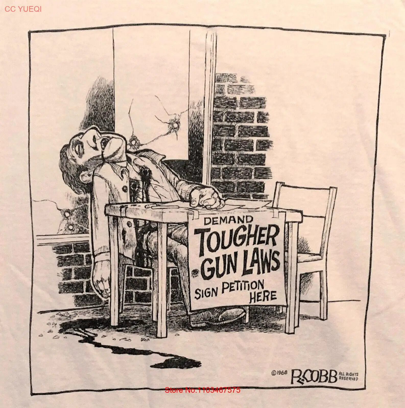 Футболка 2XL Tougher Gun Laws с рисунком Editorial 1968 года
