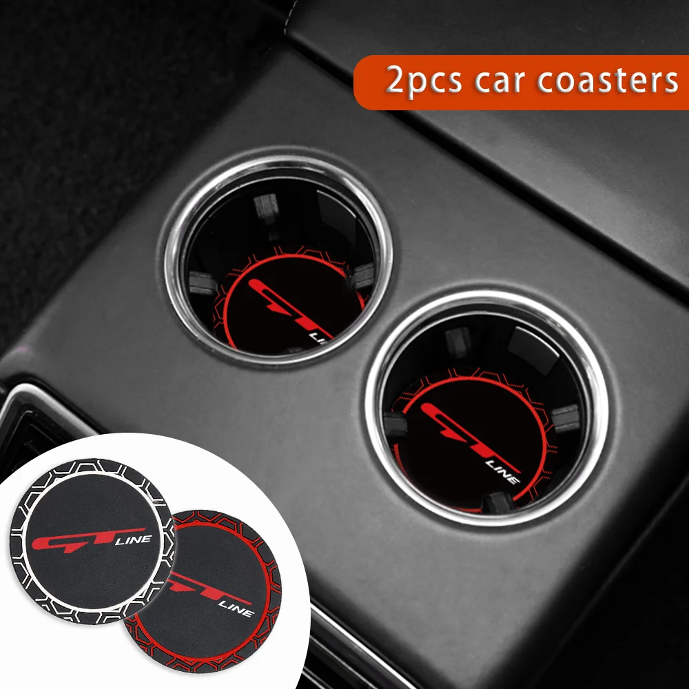 

Car Coaster Silicone Shape 2 Pcs For Kia GT LINE High Quality Durable Rainproof Anti-skid Anti-scratch Storage Auto Accessories