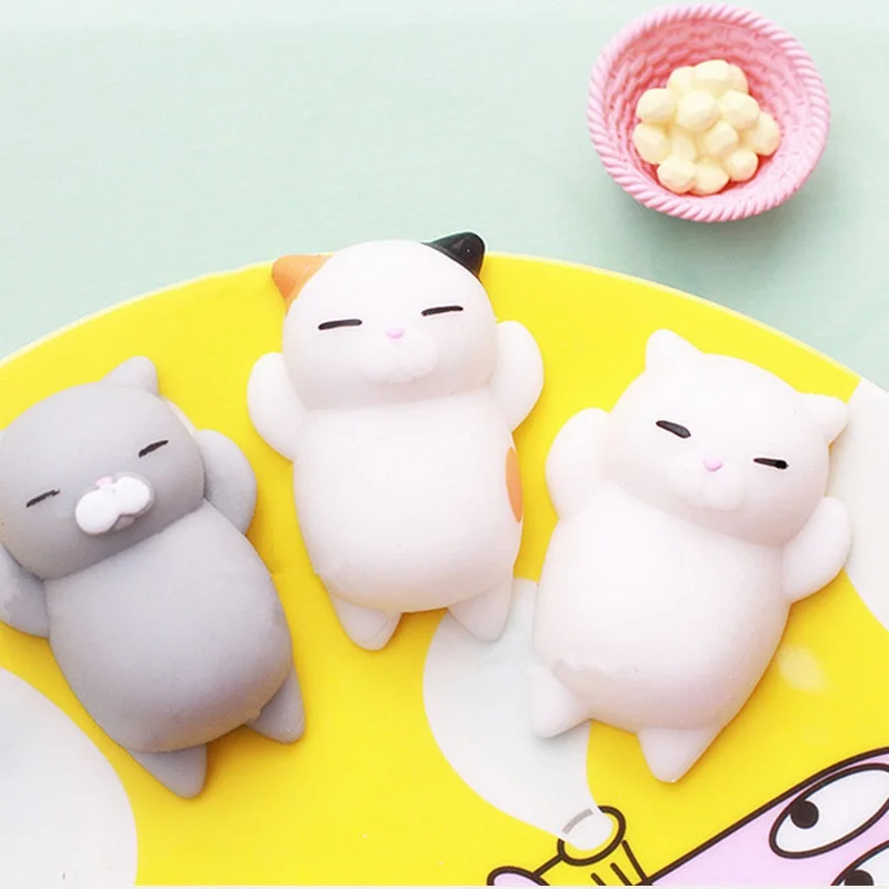 

Random 2 PCS Cute Lazy Cat Squeeze Stretchy Pinch Doesn't Deform Kawaii Decompress Anti Stress Toys