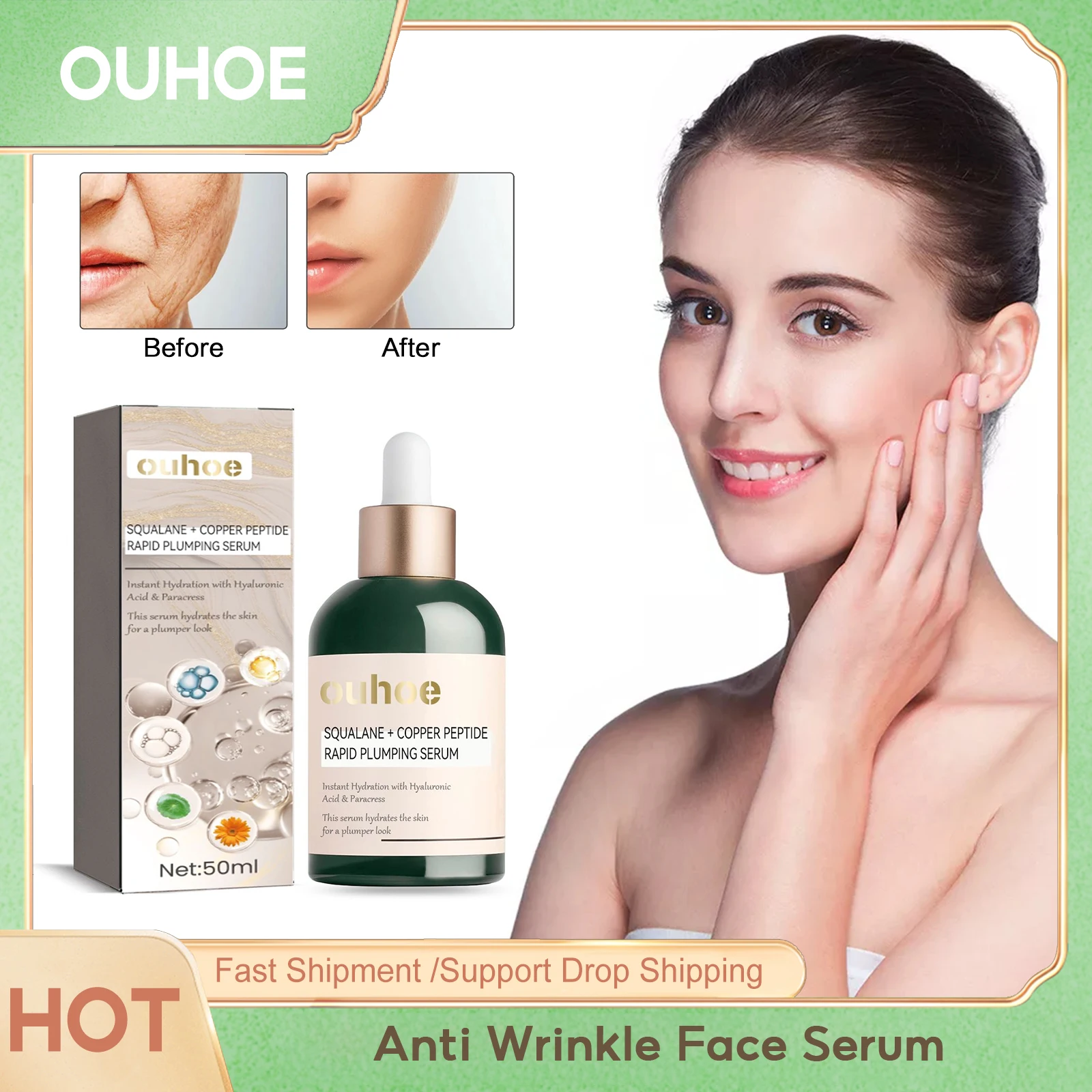 

Anti Wrinkle Face Serum Hyaluronic Acid Moisturizing Brighten Remove Fine Lines Improve Skin Elasticity Lifting Firming Essence