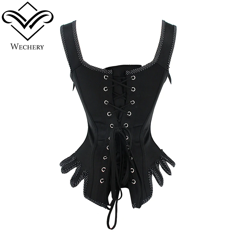 Wechery Overbust Corset Square Neck Bustiers Women Party Wedding Waist Shaper Bodice Slimming Sexy Corselet Tops Adjustable
