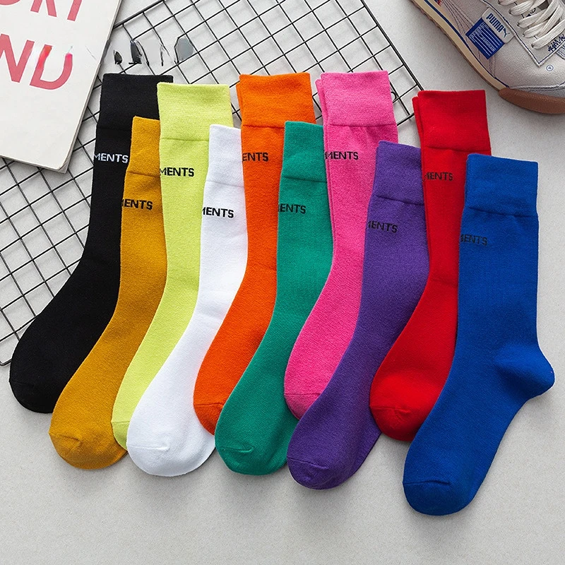 

Rose Red Socks Women Harajuku Indie Pop Middle Tube Colors Sock Korean Alphabet Sport Cotton Skater Breathable Socks Calcetines