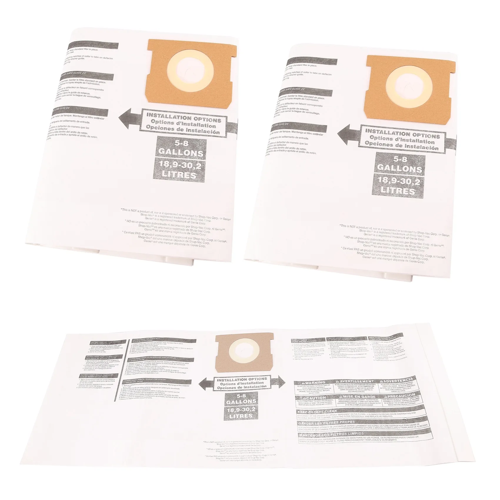 

Universal Dry Dust Bag 5 to 8 Gallon Vacuum Cleaner Replacement Accessory Fit for Shop Vac 90661 906-61 9066100