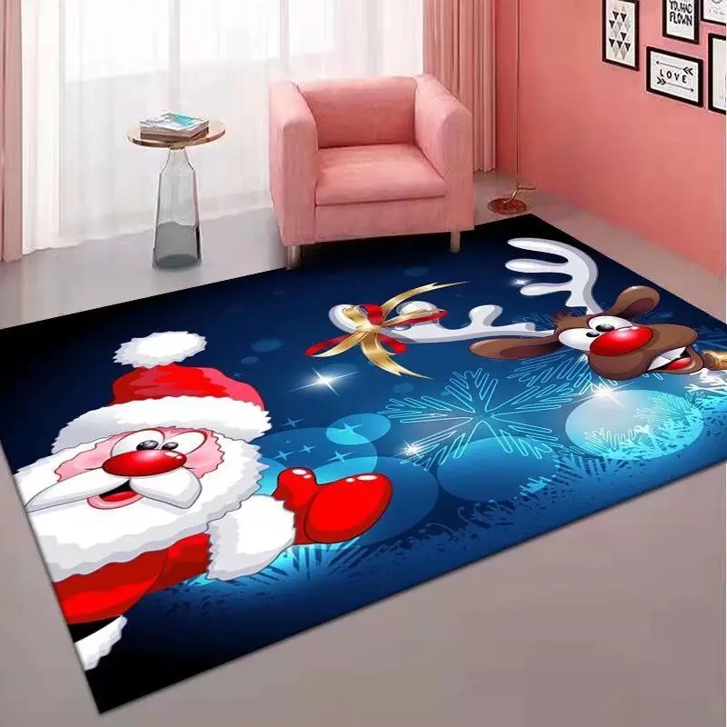 Cartoon Santa Claus Kitchen Rugs Entrance Doormat Home Bedroom Floor Carpets Hallway Balcony Anti-Slip Foot Mats Christmas Decor