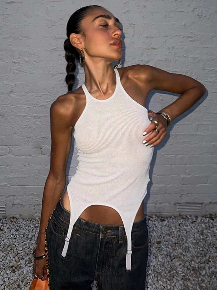 

Summer Sexy Crop Top Women O-neck Sleeveless Irregular Casual Skinny Slim Tee T-shirt Women Fashion Clothing Solid Ladies Blusas