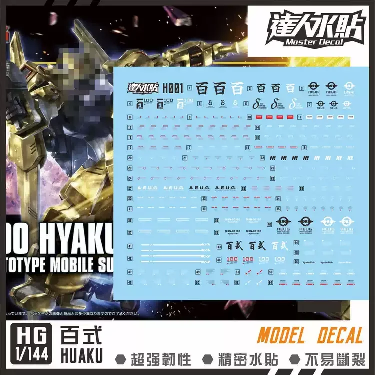 Фото Наклейки Master Decal H001 для моделей HGUC 1/144 MSN-00100 Hyaku Shiki Zeta Gundam, водные переводные наклейки для хобби и DIY №1