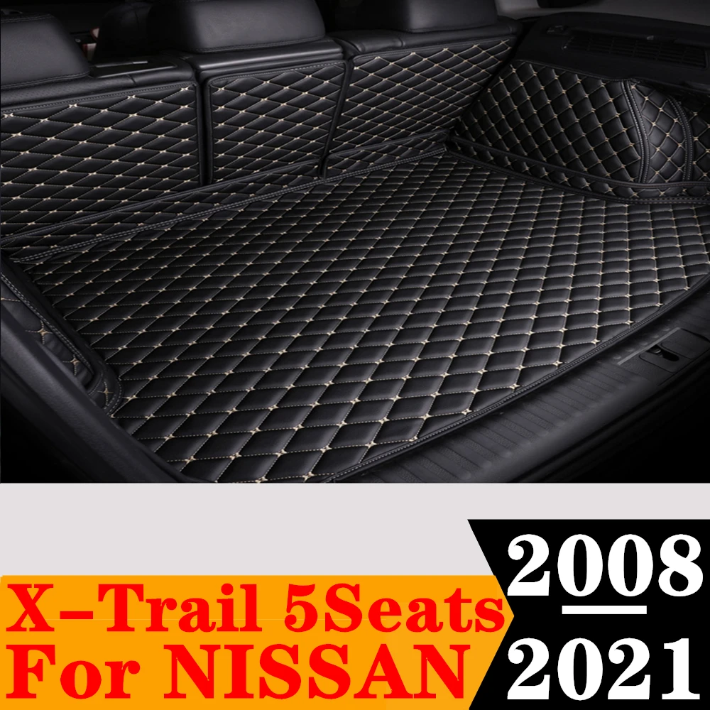 

Sinjayer Waterproof Highly Covered Car Trunk Mat Tail Boot Pad Carpet Cover Cargo Liner Fit For NISSAN X-Trail 5Seats 2008-2021