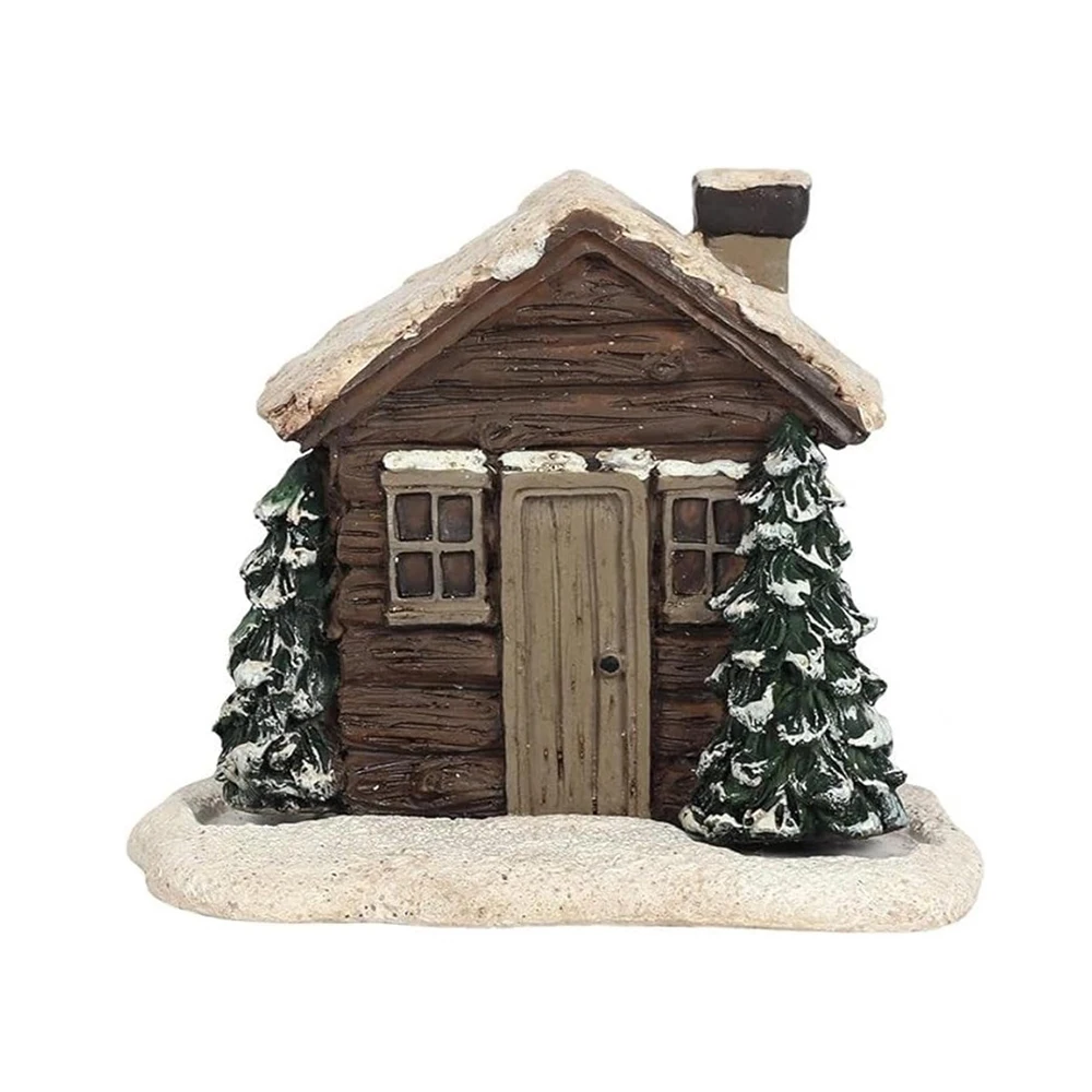 

Resin Christmas Village House With 2 Incense Cones Holiday Gift Xmas Decoration Log Cabin Incense Burner Christmas Town Hut