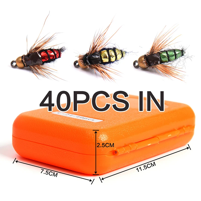 

40pcs/set Artificial Insect Bait Lure Flies Trout Artificial Fishing Lures 15mm Outdoor Fishing Simulated Insects Baits Lure Set