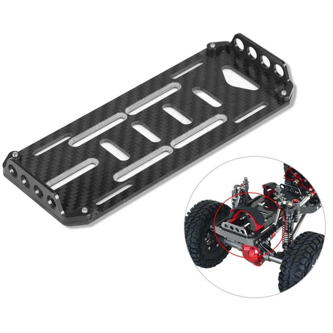 

Hot Diy 1:10 Climbing Car Battery Holder Bottom Frame Carbon Fiber Battery Bracket Batteries Fixed Mount for SCX10 D90 RC Cars