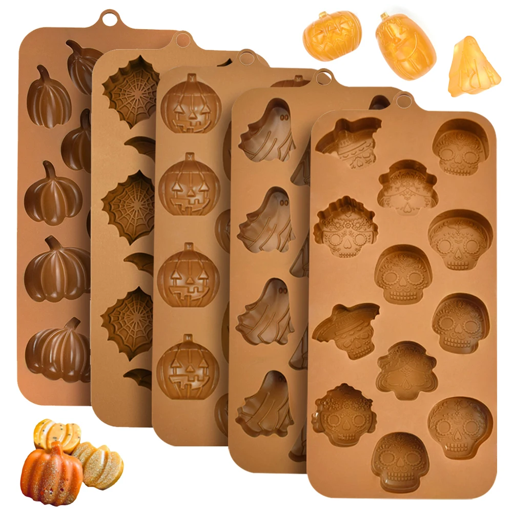 

Halloween Silicone Chocolate Mold DIY Candy Whiskey Chocolate Soap Mold Halloween Scary Pumpkin Ghost Skull Baking Mold Bakeware