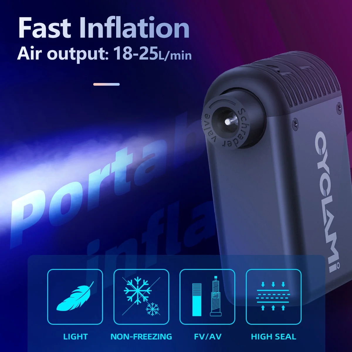 Портативный насос CYCLAMI Mini Plus для велосипеда