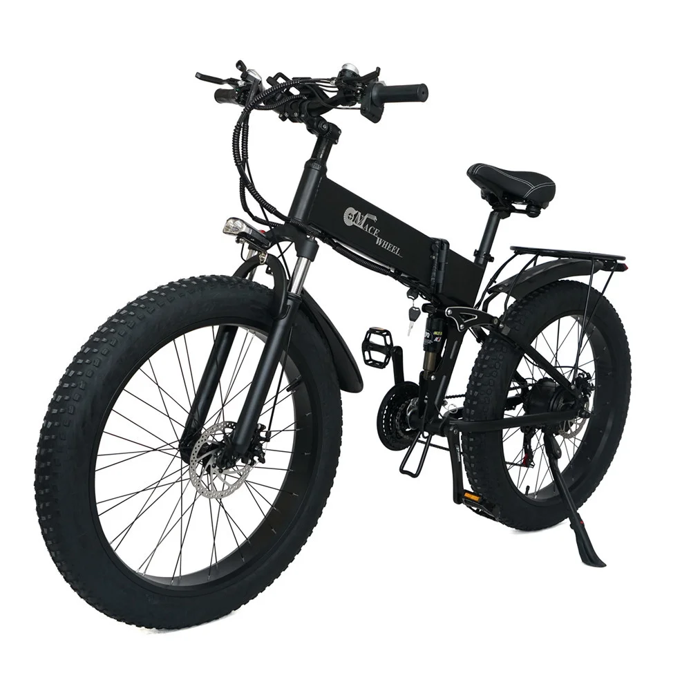 

X26 Adult Folding Electric Bike 26 inch Fat Tire Mountain Bike 750W Ebike 48V Two 10.8Ah Battery Snow Bike for Men