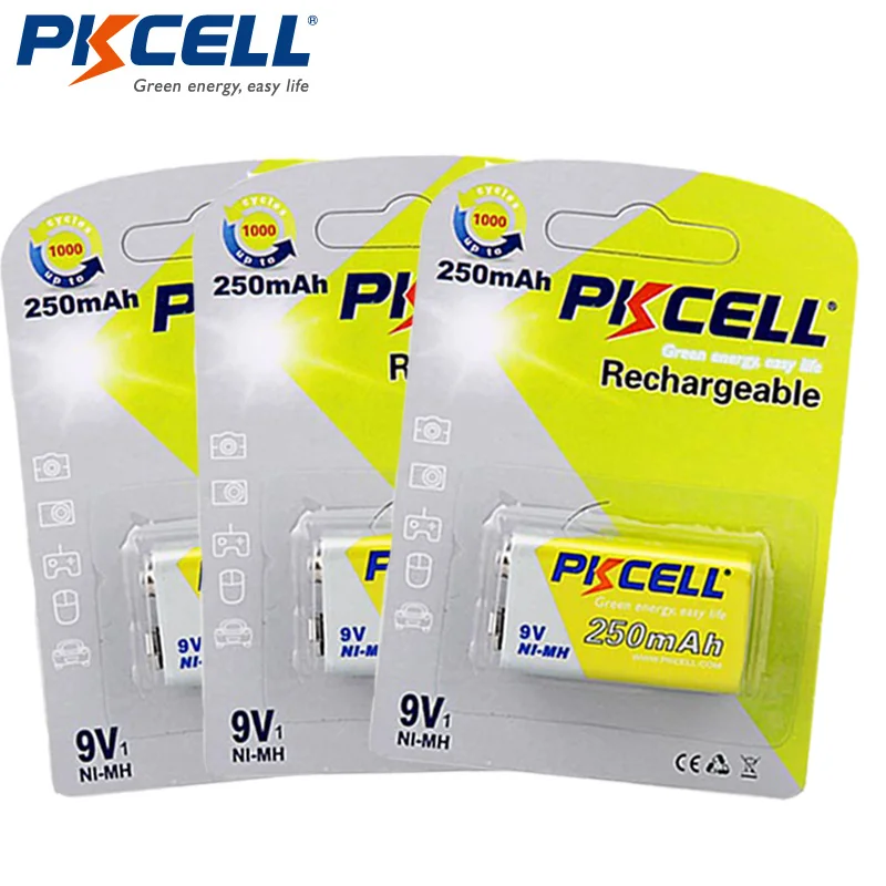 

Аккумуляторная батарея PKCELL Ni-MH 6F22, 250 мАч, 9 В, 3 упаковки/шт.
