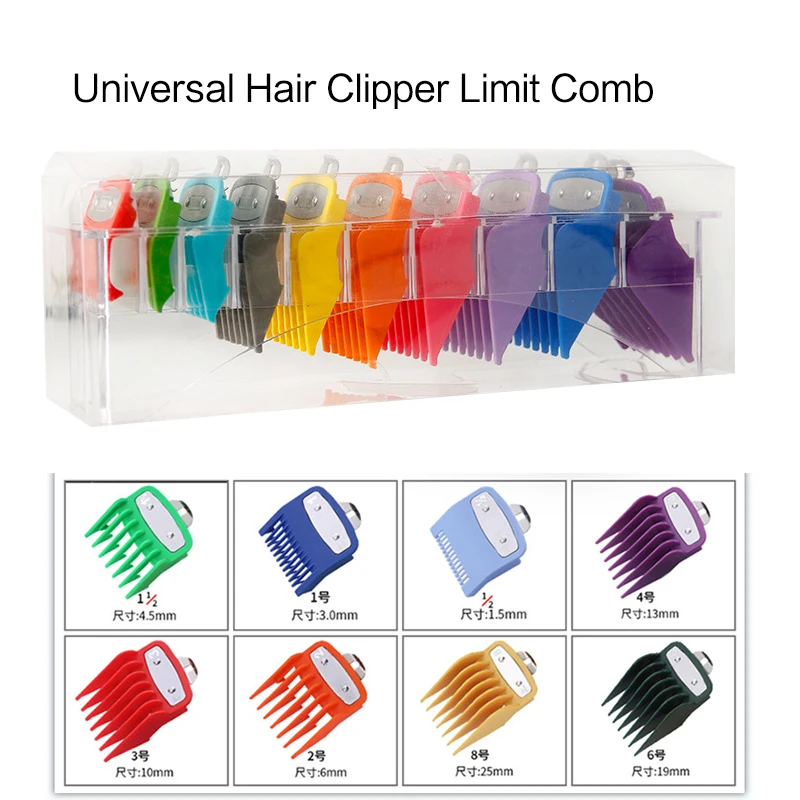 8/10Pcs Universal Transparent Hair Clipper Guards For Wahl Madeshow Metal Clip Clippers Barber Accessories Trimmer Limit Combs