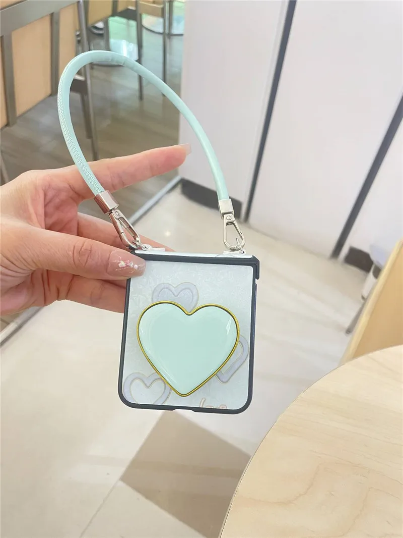 Милый мультяшный чехол с сердечками для Samsung Galaxy Z Flip6 Flip5 Flip4 Flip3 Moto Razr50 ultra OPPO Find N3Flip