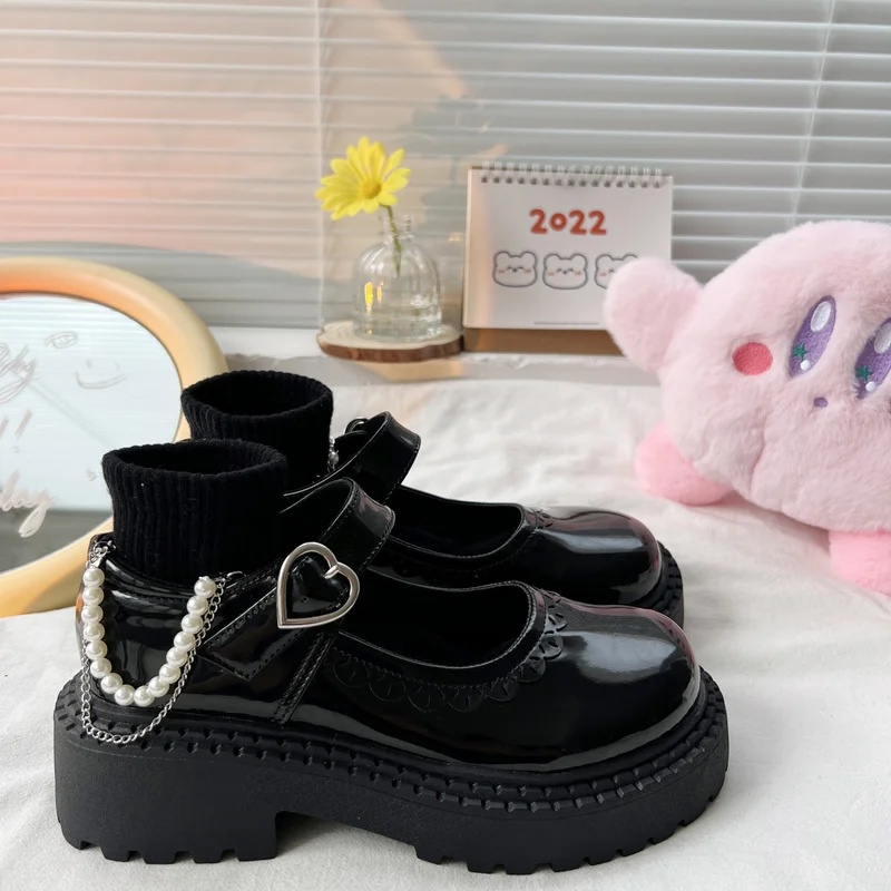 

Туфли Lolita летние на платформе обувь с цепочкой и бусинами обувь с пряжкой женские туфли на высоком каблуке для колледжа мягкая подошва дыша...