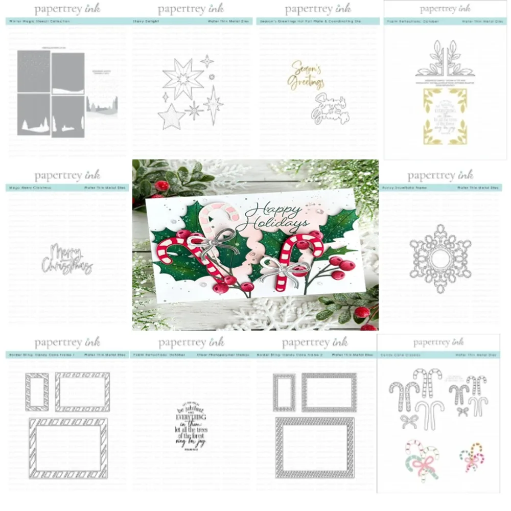 Сделай Сам бумажные карты в цветах: Холли штамп Papertreyink металлические Вырубные