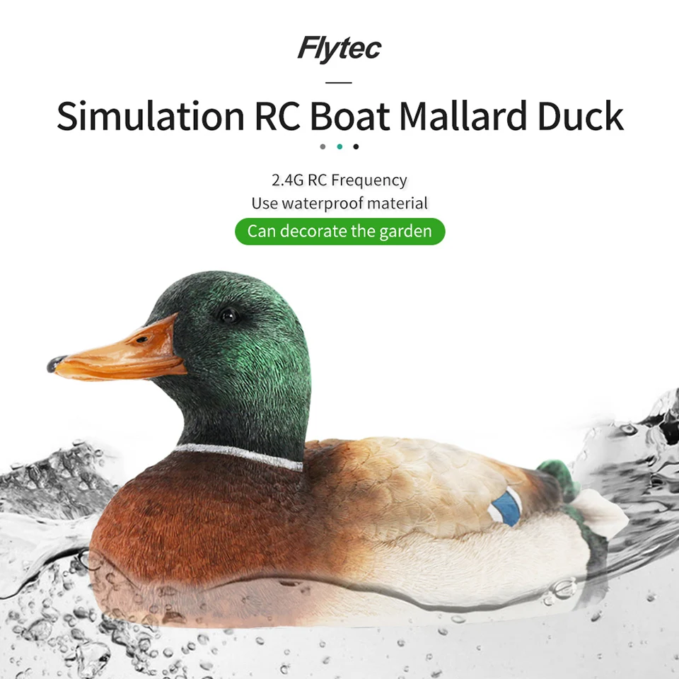 

Flytec V201 2.4GHz Simulation RC Duck Boat Waterproof 2 Channels Hunting Motion Remote Control Ship Model Toys for Swimming Pool