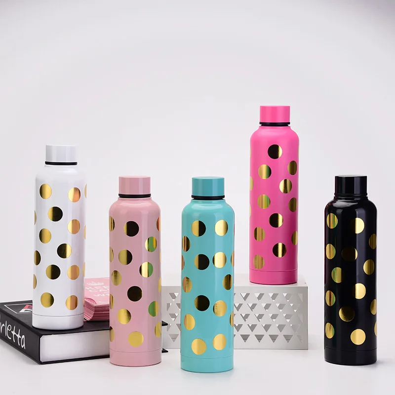 

500ML Travel Thermal Flask Stainless Steel Water Bottle Tumbler with Dot Portable Sports Water Bottle For Bridesmaid Gift