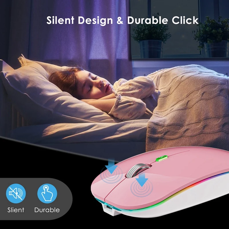 Беспроводная мышь BT5.1 + 2 4 ГГц с мышью Jiggler перезаряжаемой 4G перемещением мыши для