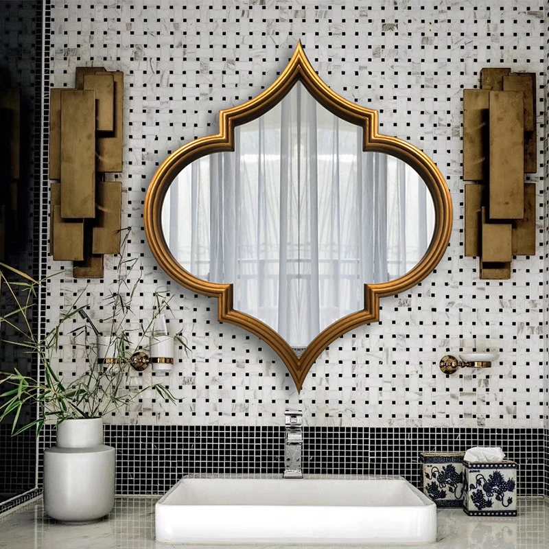 

Настенное зеркало для ванной комнаты, спальни, зеркало для макияжа, винтажные золотые украшения для гостиной, зеркало Da Parete, эстетический Де...