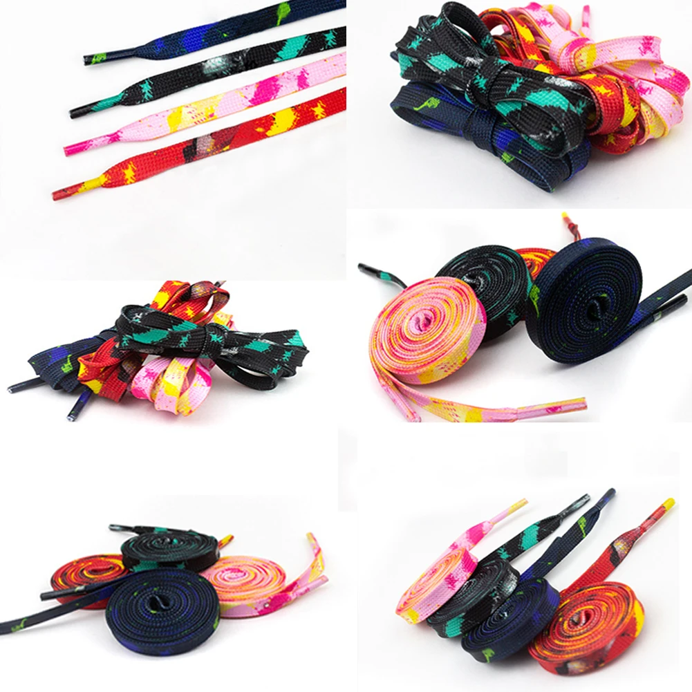 

1 Pair 4 Colors Fashion Colorful Shoelaces Creative Unisex Flat Canvas Sneakers Shoes Laces Shoes Strings 120cm/140cm/160cm