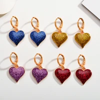 1429mm 2 pairs of colored oil drops gold powder acrylic heart earrings fashion womens hoop pendant earrings mothers day gifts
