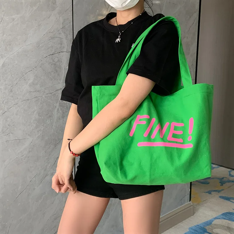 

New Large-Capacity Brand Canvas Summer Vitality Letter Printing Versatile Western-Style High-Quality Women Shoulder Tote Handbag