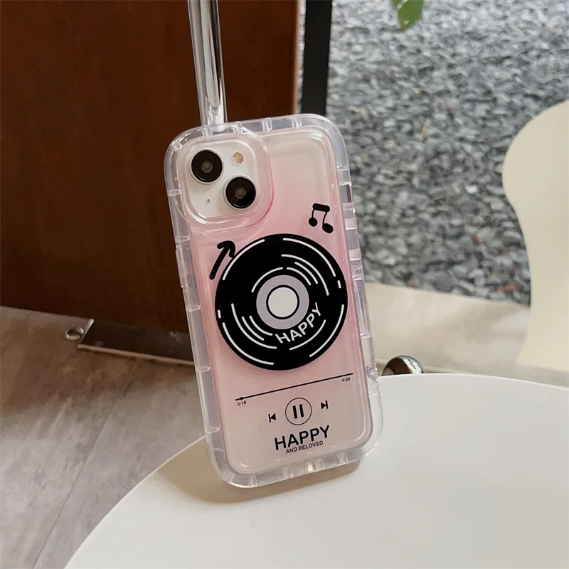 

Музыкальный Чехол в стиле ретро для iPhone 14 13 12 Pro Max 11, чехол для телефона, мягкий силиконовый прозрачный бампер с воздушным краем, противоудар...