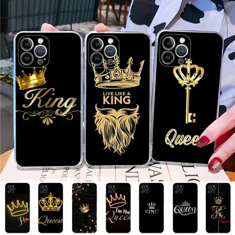 

King and Queen Phone Case Silicone Soft for iphone 14 13 12 11 Pro Mini XS MAX 8 7 6 Plus X XS XR Cover