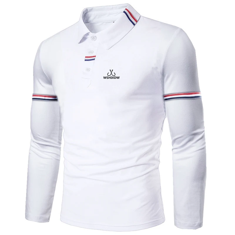 

WSHIXDW 2022 Мужская Новая модная рубашка поло с длинным рукавом дышащая футболка с лацканами