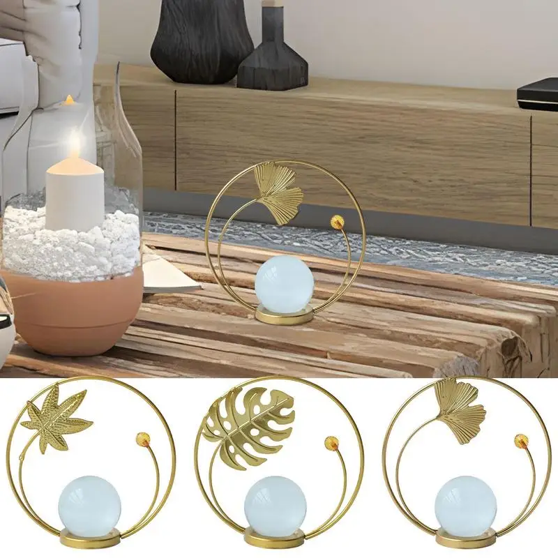 

Crystal Ball Decoration Nordic Metal Crystal Ball Nordic Crystal Ball Entrance Crystal Ball With Golden Monstera Leaf Frame Home