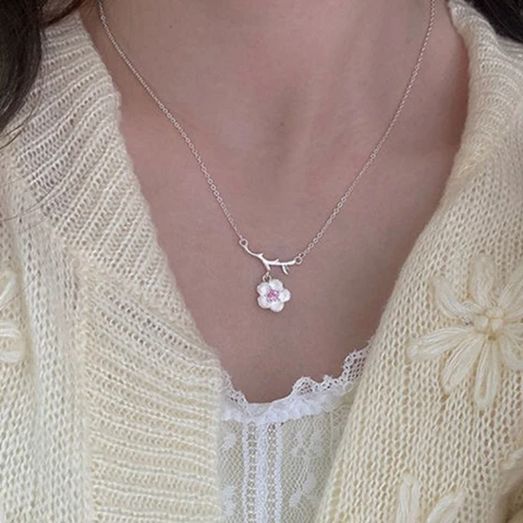 MOONBIFFY Роскошное ожерелье с цветком вишни для женщин