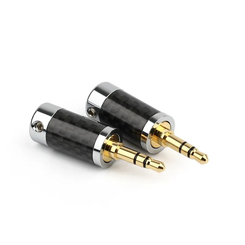 Adaptador de Audio chapado en oro para auriculares, Conector estéreo macho de fibra de carbono de 3 polos de 3,5mm para auriculares, Conector de línea de orificio de cable 6,2