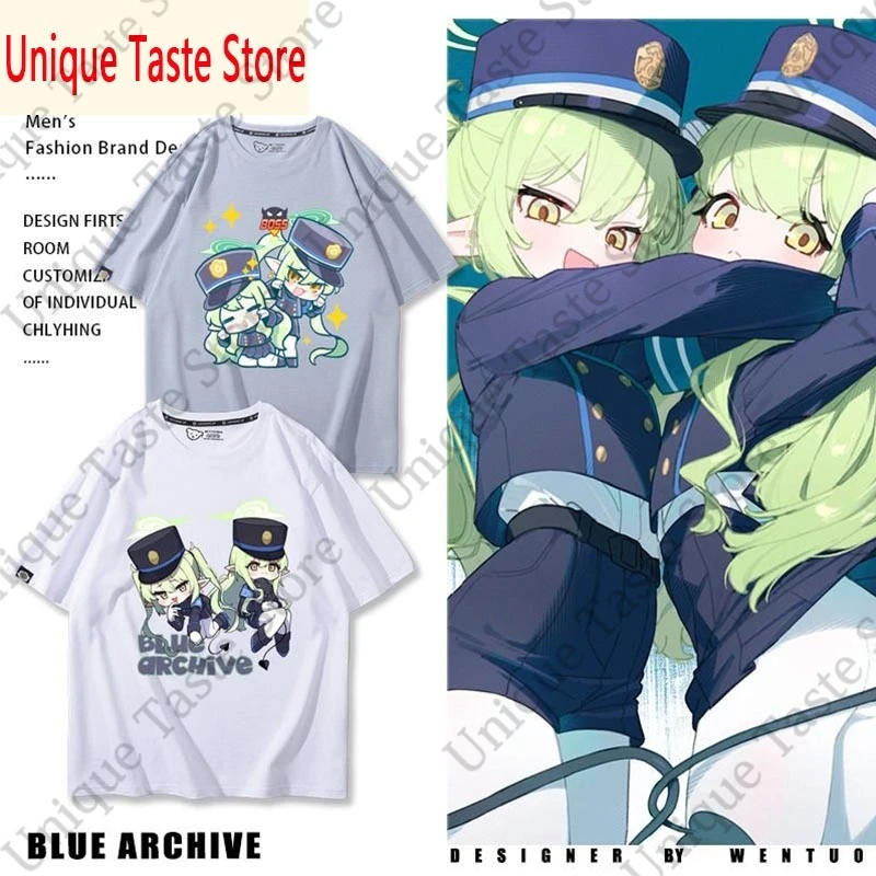 Фото ‌ Футболка Blue Archive с принтом Tachibana Hikari и Nozomi Railroad Twins Shupogaki Melon Twins, хлопковая футболка с короткими рукавами №1