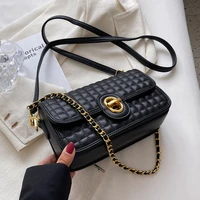 fashion women lattice chain shoulder side bag small pu leather handbag fashion luxury brand lady flap crossbody sling bag