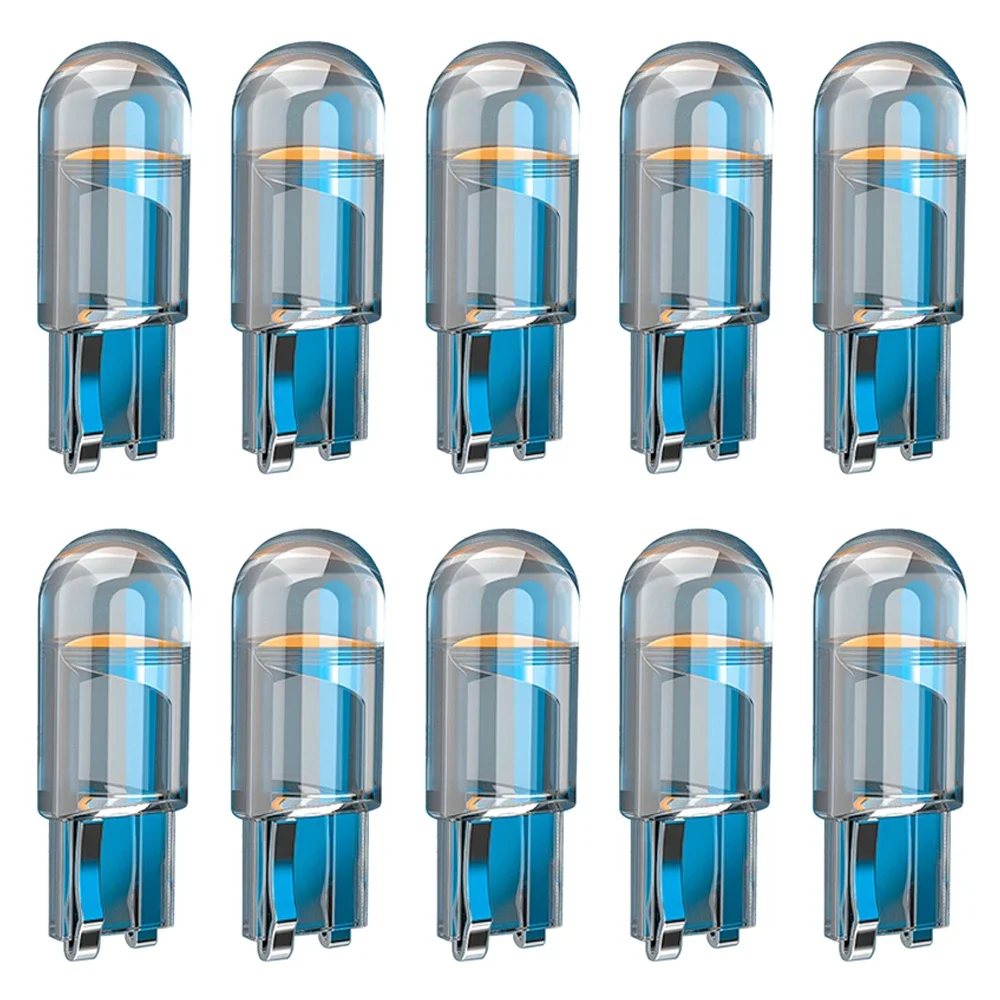 

10x W5W 168 194 T10 стеклянный корпус Cob Светодиодные Автомобильные аксессуары 3000K Янтарный 6000 Белый Синий Красный Клин лампа для номерного знака Св...