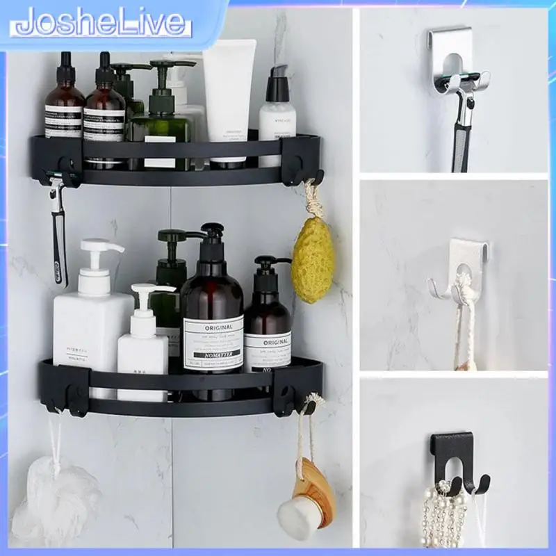 

Shaver Holder Wall Mounted Towel Rack Hanger No Punches Aluminum Hook Key Organizer Plug Rack Hooks Antirust Durable And Stable