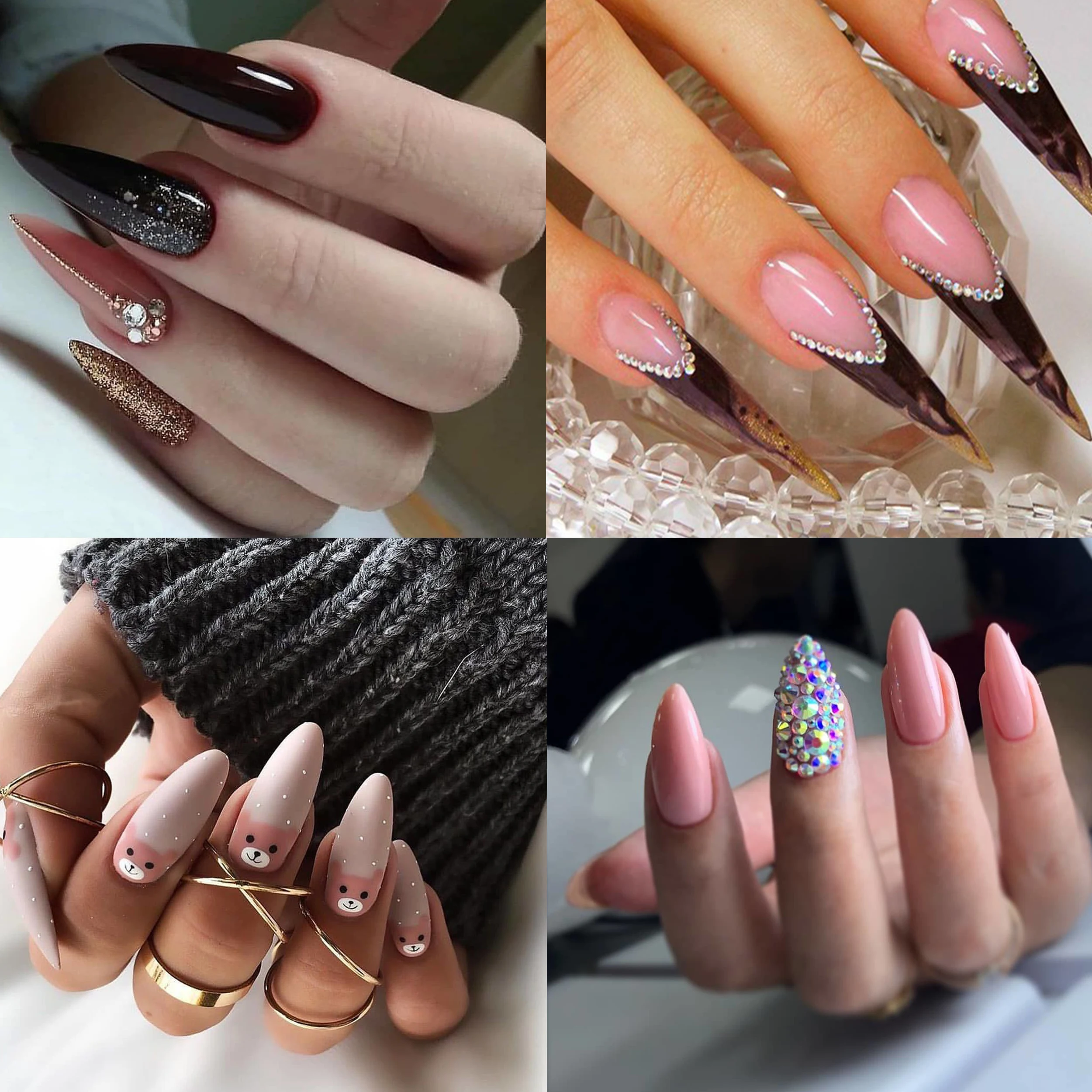 

Острые Модные накладные ногти в форме балерины, 100 шт., накладные ногти с полупокрытием, накладные ногти для дизайна ногтей, съемные накладны...